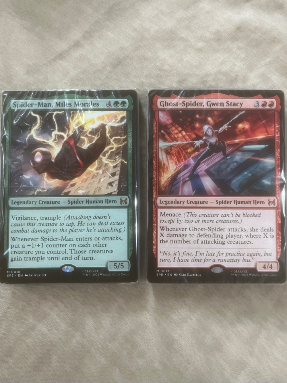 Spiderman & Gwen BOTH MTG Cards SPE 9/2025 new